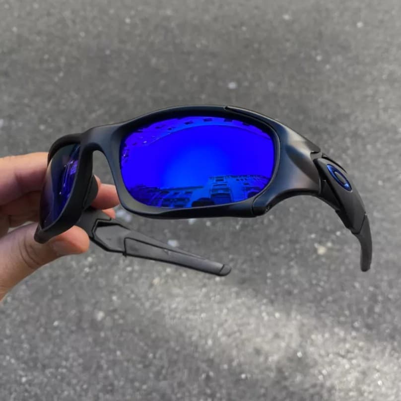Oakley Pit Boss II Sunglasses Matte Black Frame Polarized Deep Blue Lenses