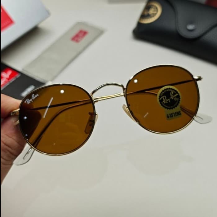Gambar dari Kacamata Original Rayban RB3447 Gold Brown Round Global Fitting