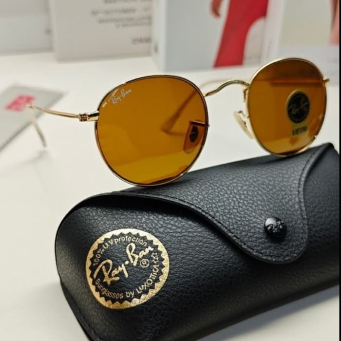 Gambar dari Kacamata Original Rayban RB3447 Gold Brown Round Global Fitting