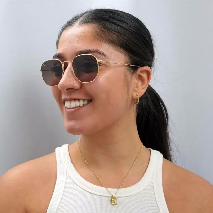 Gambar dari Kacamata Original Rayban RB3548 Hexagonal Gold Brown