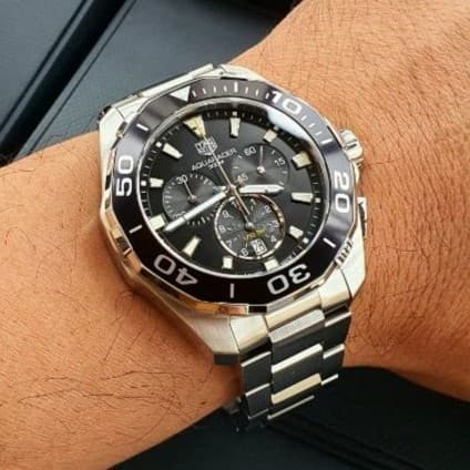 Gambar dari Tag Heuer Aquaracer Chronograph CAY111A.BA0927 Men's Black Dial Watch