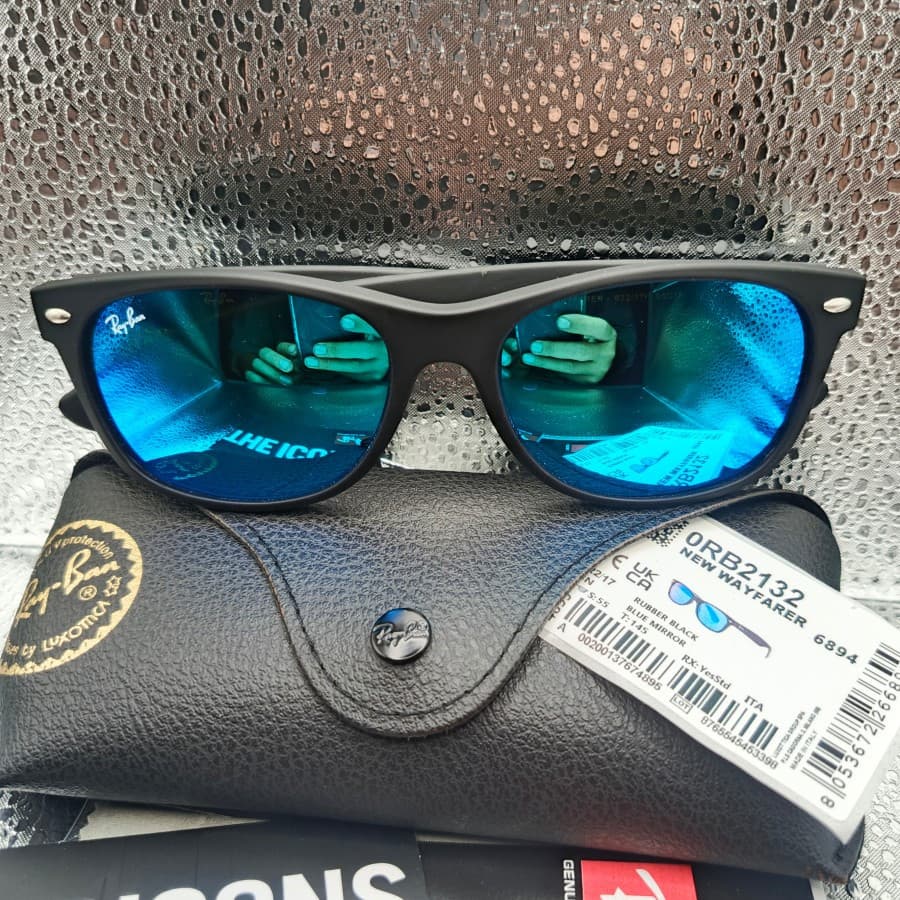 Kacamata Original Rayban RB2132 New Wayfarer Black Blue